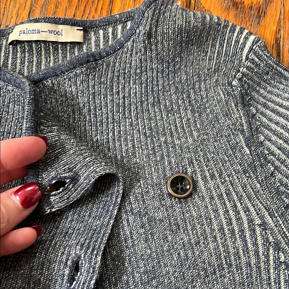 Paloma Wool Blue Ribbed Cardigan - Picture 5 of 7